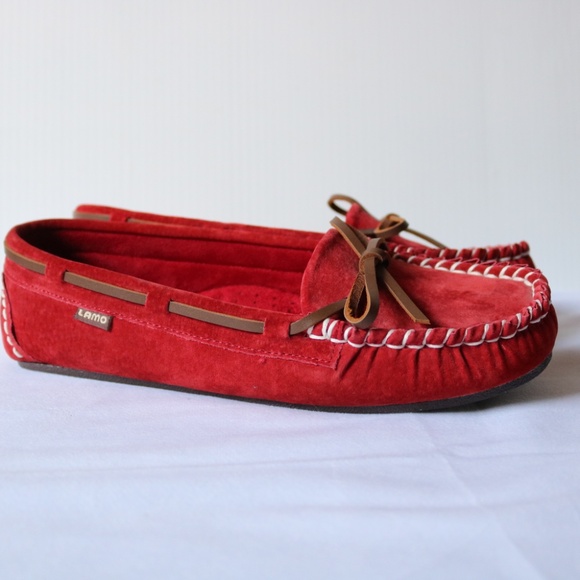 LAMO Red Suede Moccasins Indoor Outdoor Women's Size 9 (fits like an 8.5) Fall - Picture 2 of 12